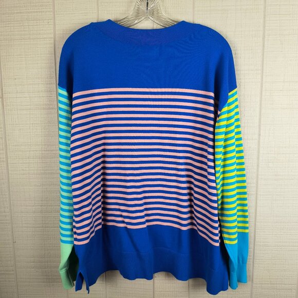 Lands' End Multi Color Striped Sweater Cotton XL Color Block - Picture 6 of 6